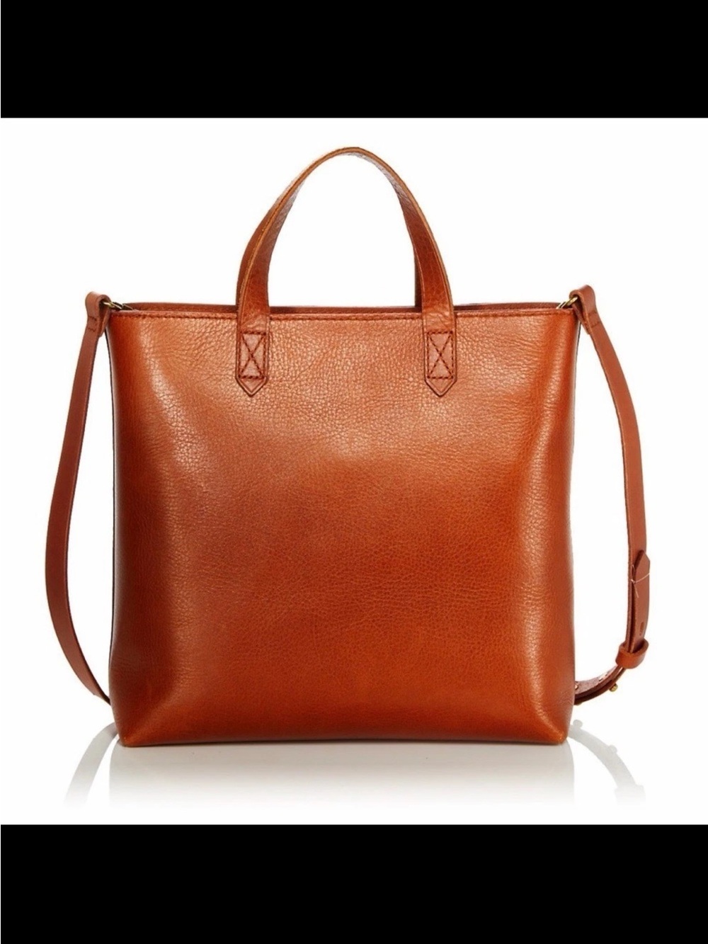 Madewell Zip-Top Leather Tote / Crossbody in Burnt Orange